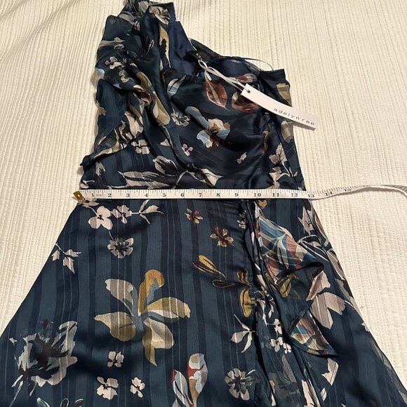 Adelyn Rae Navy Blue Floral Print Ruffled One-Shoulder Dress - Picture 3 of 7